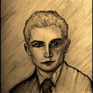 Franz Kafka, disegno di Simone Ordine, psicologo e psicoterapeuta Roma Prati